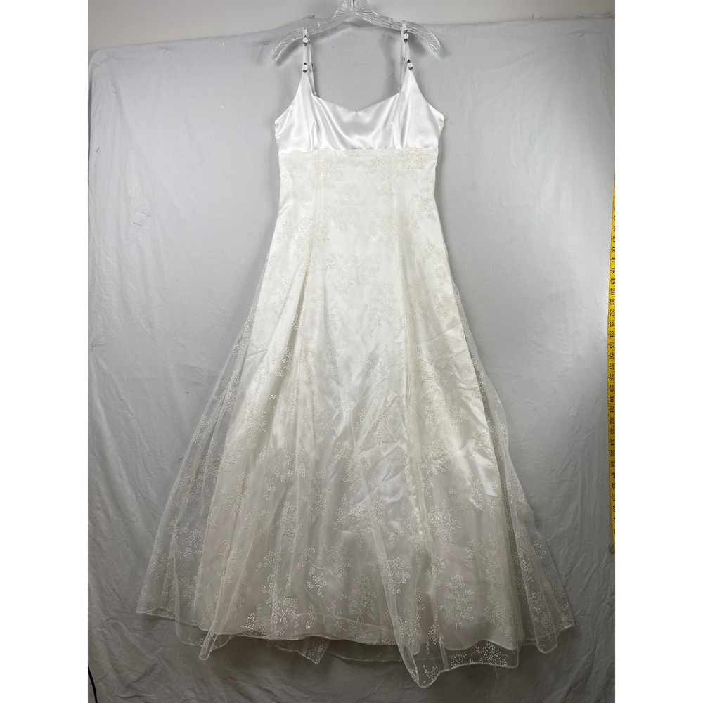 Vintage Zum Zum Niki Livas Maxi Dress Women 13-14 White Tulle Strappy Fit Flare